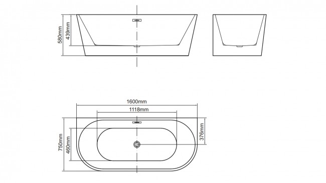 160 rysunek Braider wanna wolnostojąca symetryczna Restia Braider wanna wolnostojąca symetryczna Restia