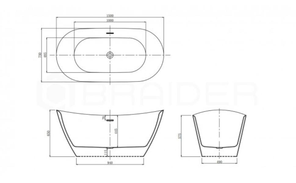 BRAIDER wanna wolnostojąca PUREA. Biała BRAIDER wanna wolnostojąca PUREA. Biała