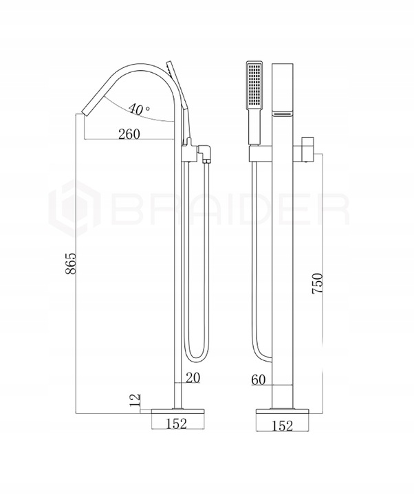 BRAIDER-BATERIA-WANNOWA-WOLNOSTOJACA-LACERTA-ZLOTA-Marka-Braider BRAIDER bateria wannowa wolnostojąca