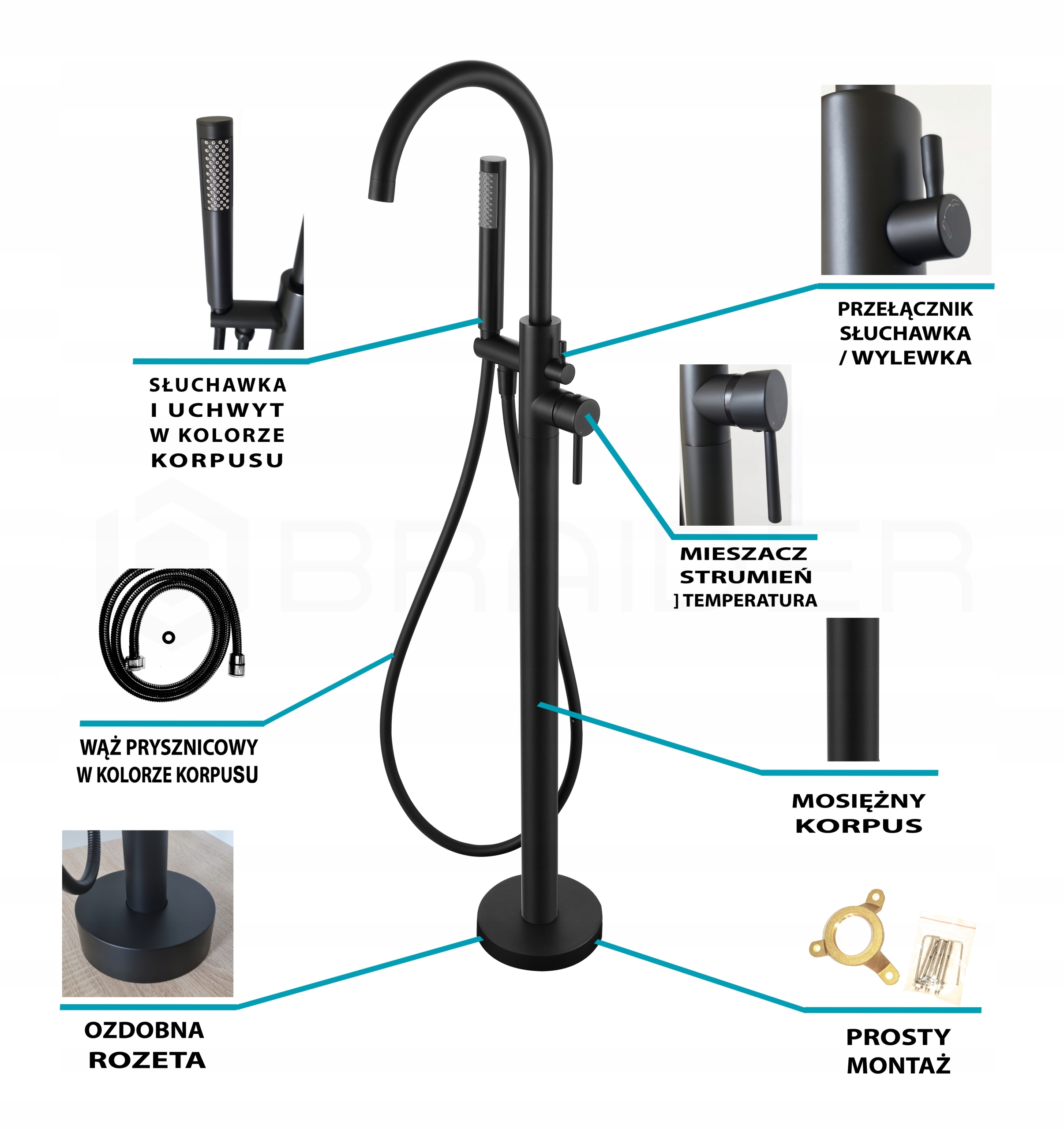 BRAIDER bateria wannowa wolnostojąca