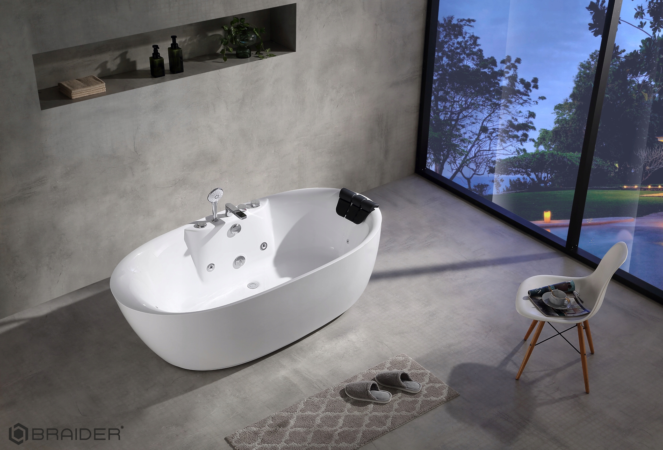 BRAIDER-Wanna-wolnostojaca-SOFTIA-z-hydromasazem-180-cm-Biala-EAN-GTIN-5905951532288 Braider wanna akrylowa wolnostojąca z hydromasażem