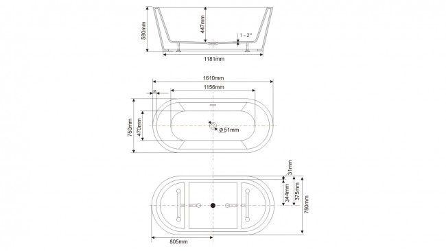 Braider wanna wolnostojąca akrylowa Altaria czarna Braider wanna wolnostojąca akrylowa Altaria czarna