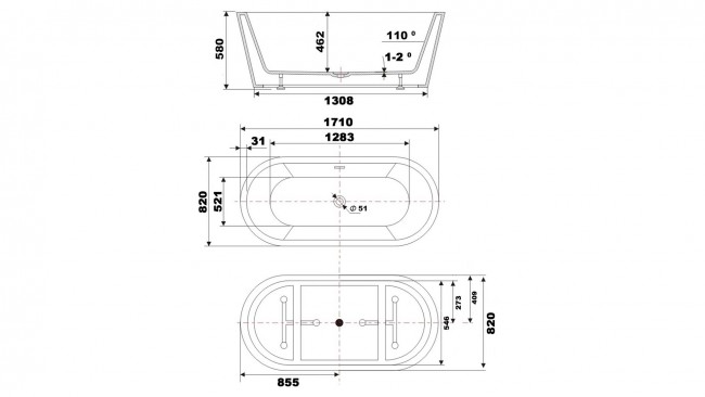 Braider wanna wolnostojąca akrylowa Altaria czarna Braider wanna wolnostojąca akrylowa Altaria czarna