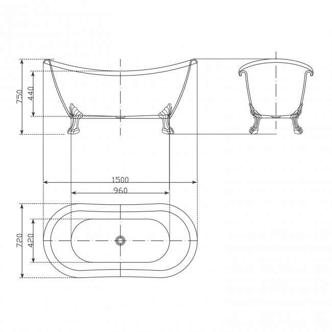 antiqua_150_rys_tech BRAIDER wanna wolnostojąca akrylowa BRAIDER wanna wolnostojąca akrylowa