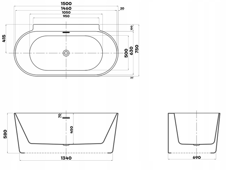 Braider wanna wolnostojąca symetryczna Restia Braider wanna wolnostojąca symetryczna Restia