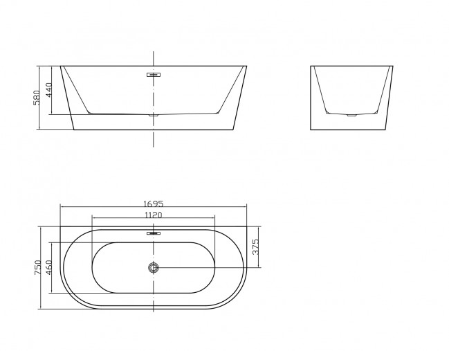 Braider wanna wolnostojąca symetryczna Restia