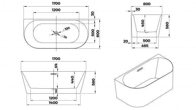 Braider wanna wolnostojąca symetryczna Restia Braider wanna wolnostojąca symetryczna Restia