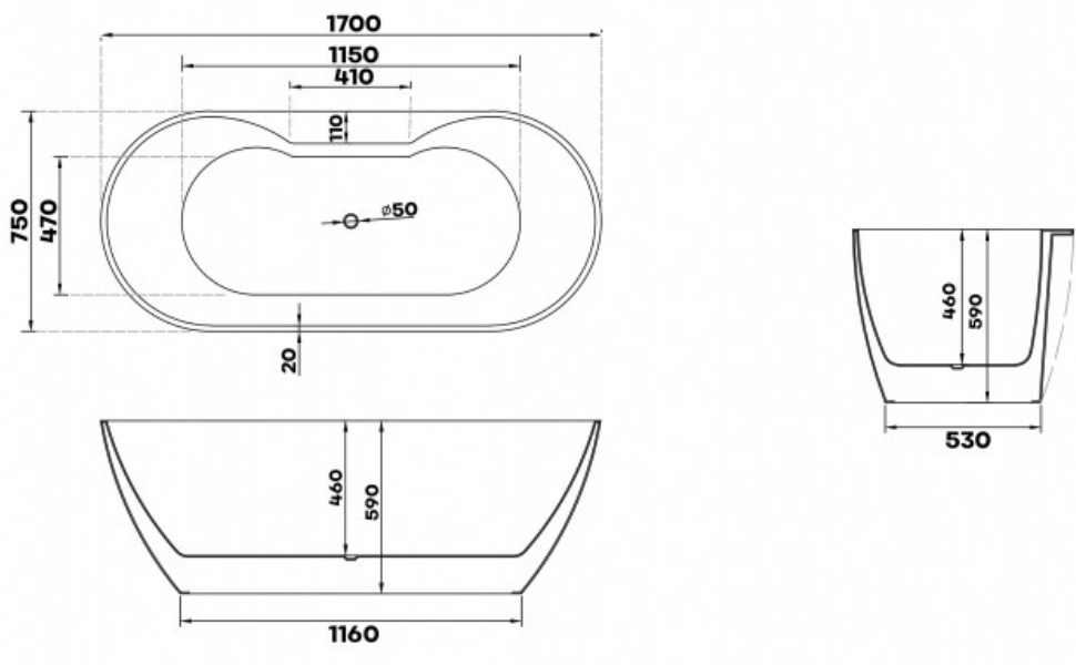 suverenia 170 Braider wanna wolnostojąca przyścienna Braider wanna wolnostojąca przyścienna