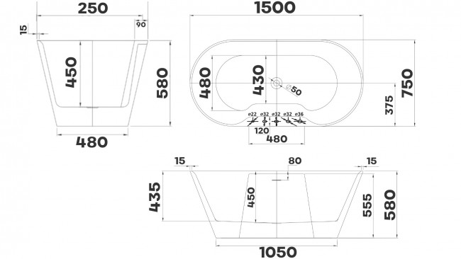 suverenia_150_Braider wanna wolnostojąca symetryczna Restia Braider wanna wolnostojąca symetryczna Restia